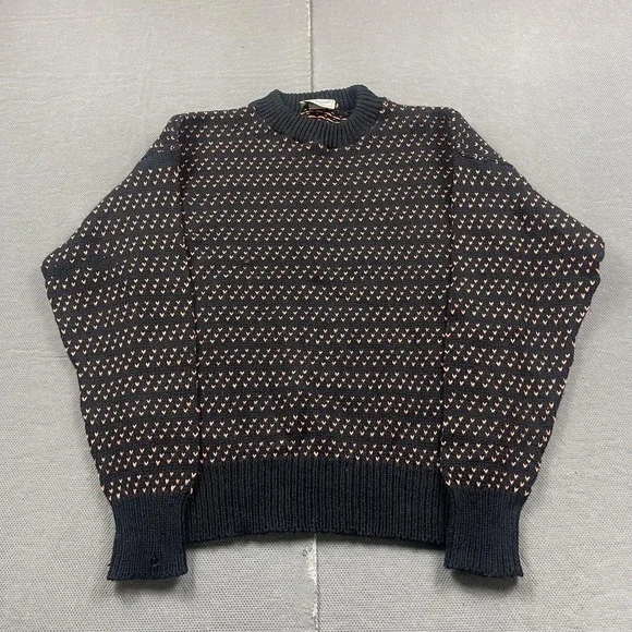 R n R Gear Wool Sweater Mens Medium Black Chunky Knit Birdseye USA Pullover - Picture 1 of 10